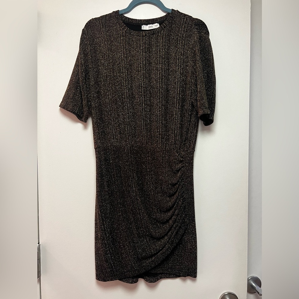 Mango size medium black and gold sparkle dress